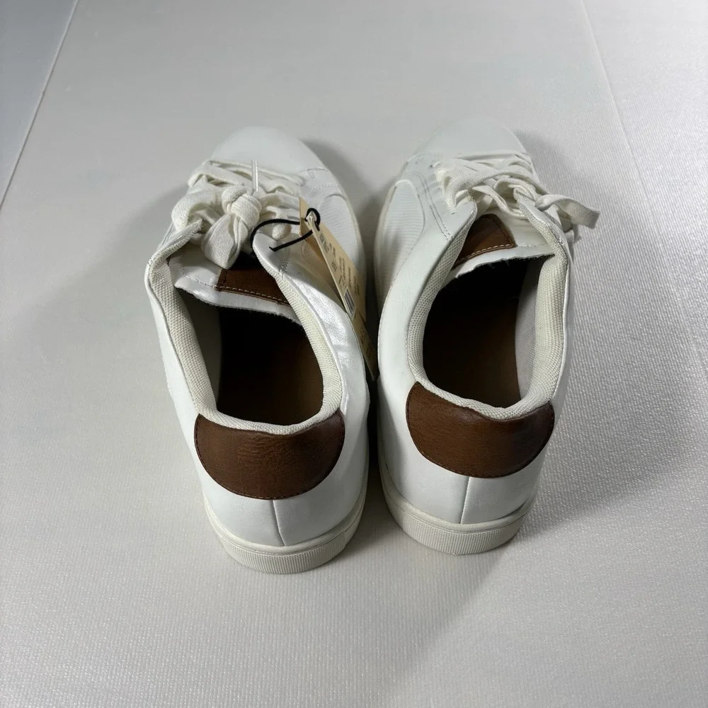 Madden NYC Court White Brown Low Top Sneakers Women's Size 10.5 Lace Up Shoes